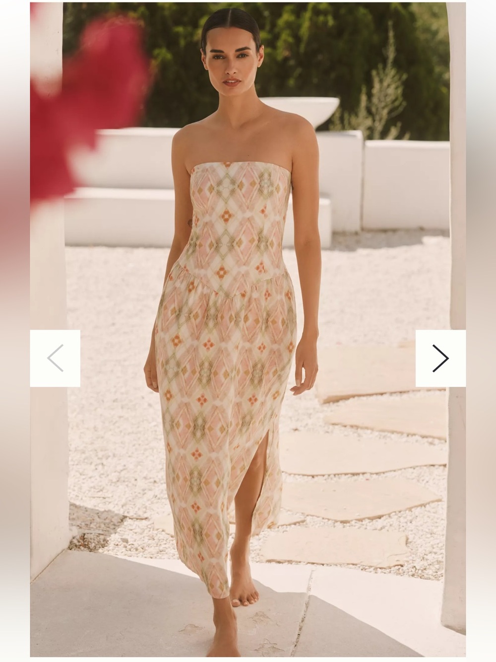 Anthropologie size L strapless midi dress in linen blend